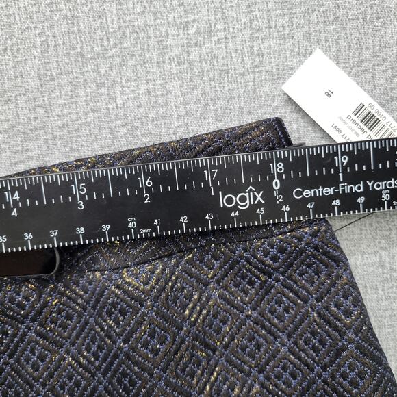 Worthington Belted Pencil Skirt Womens 18 Back Zip Pockets Black Gold Blue - Picture 10 of 12